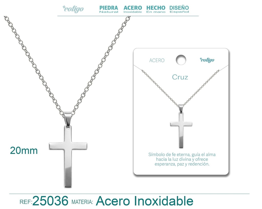 Colgante de cruz latina de acero plateado - Joyas religiosas y colgantes