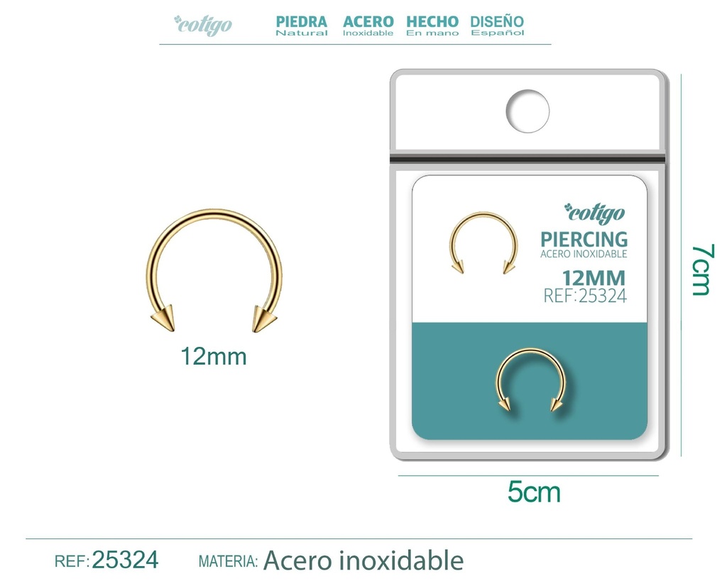 Piercing de acero antialérgico dorado - Joyas de body piercing