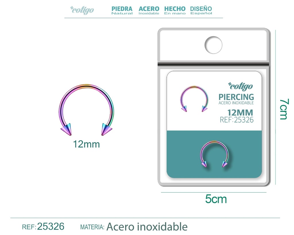 Piercing de acero antialérgico multicolor - Joyas de body piercing