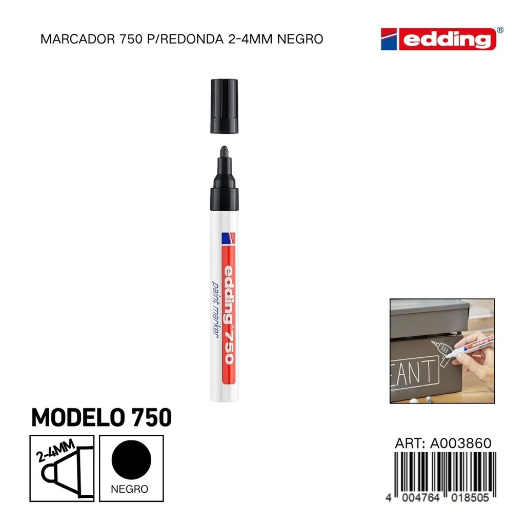 EDDING marcador 750 p/redonda 2-4mm negro sin traspaso - Material de oficina