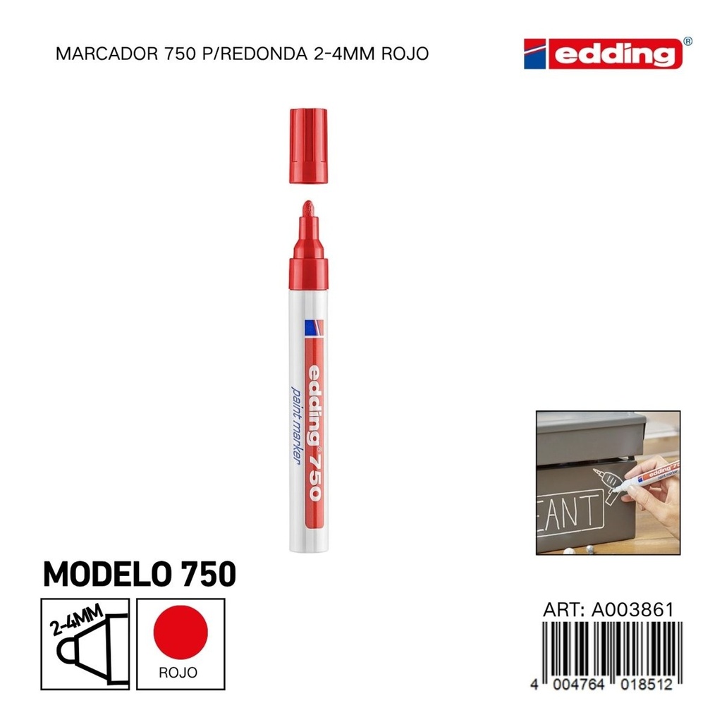 EDDING marcador 750 p/redonda 2-4mm rojo sin traspaso - Material de oficina