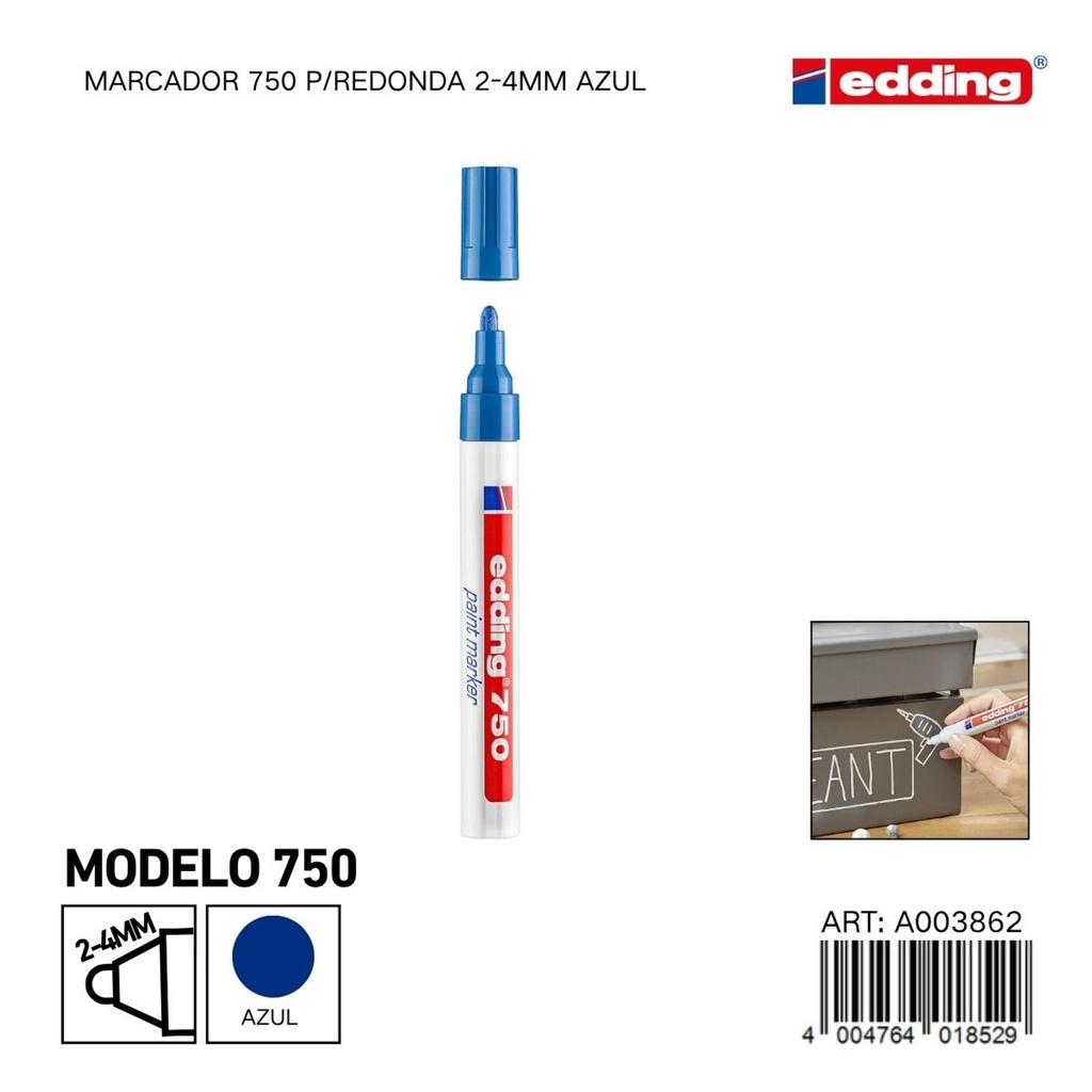 EDDING marcador 750 p/redonda 2-4mm azul sin traspaso - Material de oficina