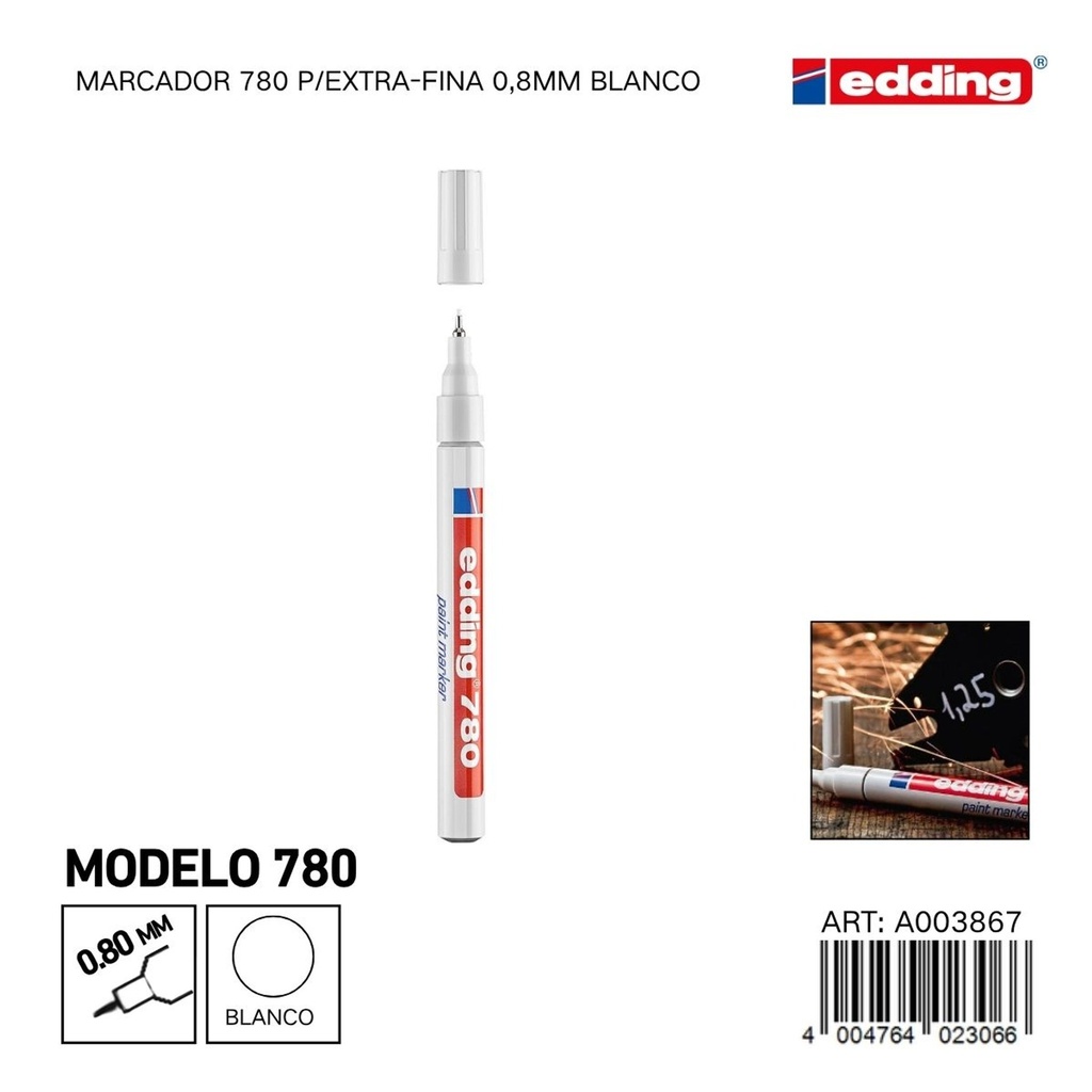 EDDING marcador 780 p/extra-fina 0.8mm blanco sin traspaso - Material de oficina