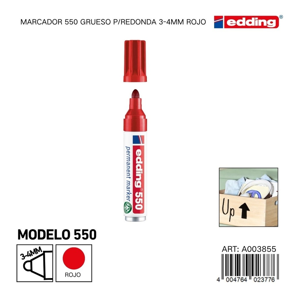 EDDING marcador 550 grueso p/redonda 3-4mm rojo - Material de oficina
