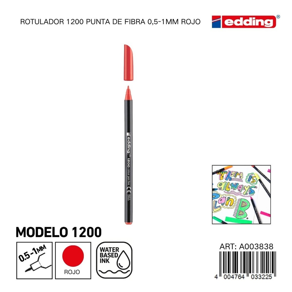 EDDING rotulador 1200 punta de fibra 0.5-1mm rojo - Material de oficina