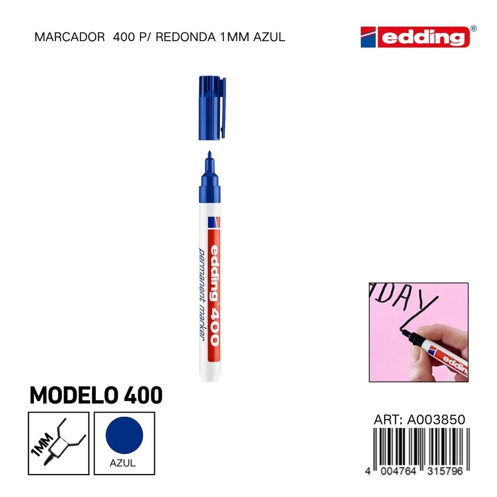 EDDING marcador 400 p/redonda 1mm azul - Material de oficina