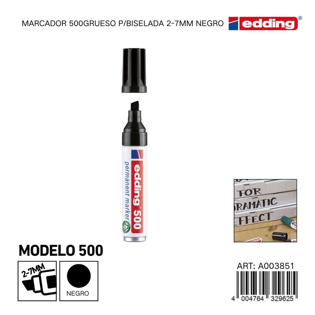 EDDING marcador 500 grueso p/biselada 2-7mm negro - Material de oficina