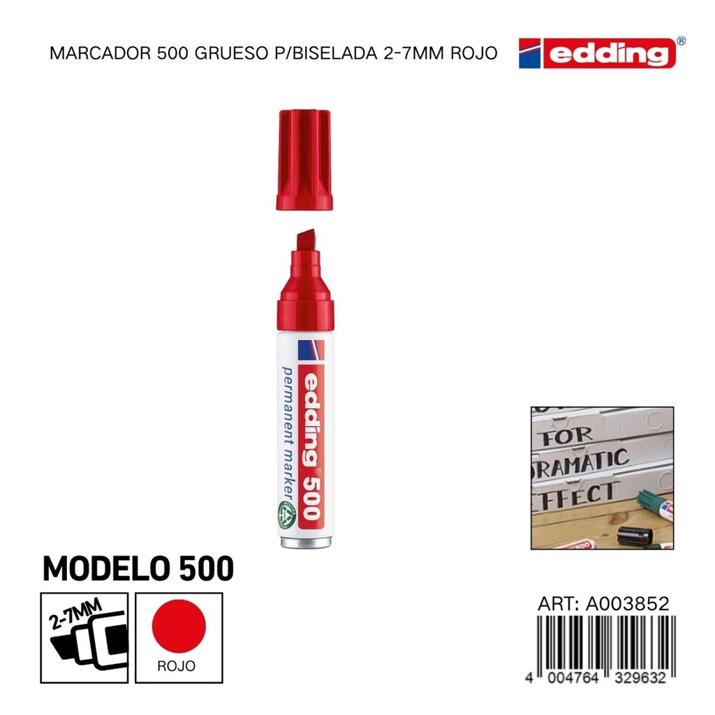 EDDING marcador 500 grueso p/biselada 2-7mm rojo - Material de oficina