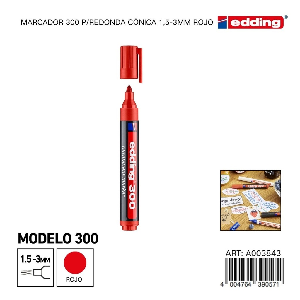EDDING marcador 300 p/redonda cónica 1.5-3mm rojo - Material de oficina