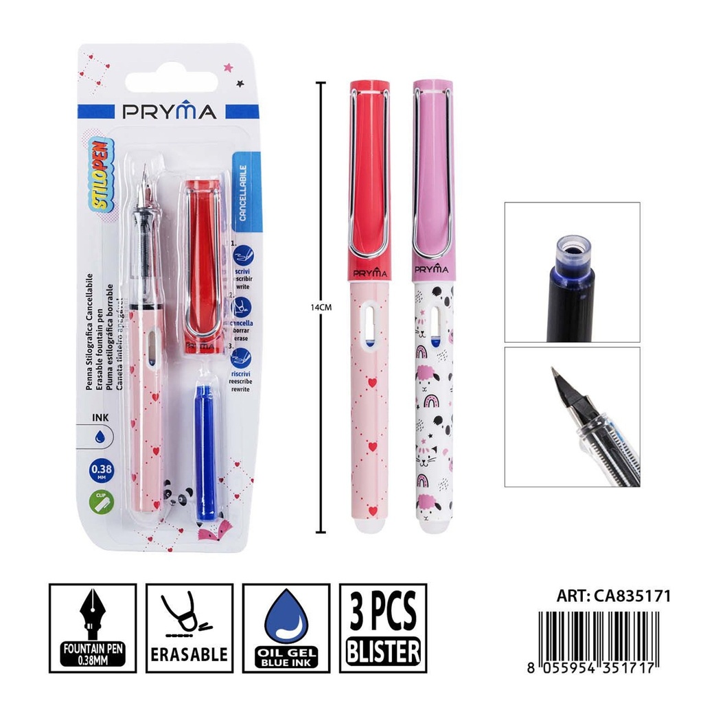 Pluma estilográfica borrable 14 cm - Material de escritura y accesorios