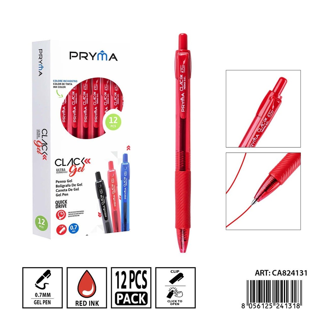 Bolígrafo secado rápido 0.7 mm 12 piezas rojo - Herramientas de escritura y papelería