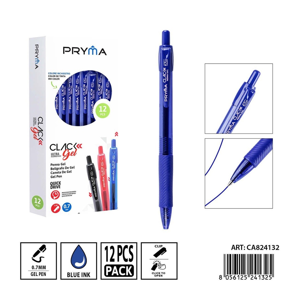 Bolígrafo secado rápido 0.7 mm 12 piezas azul - Material escolar y escritura