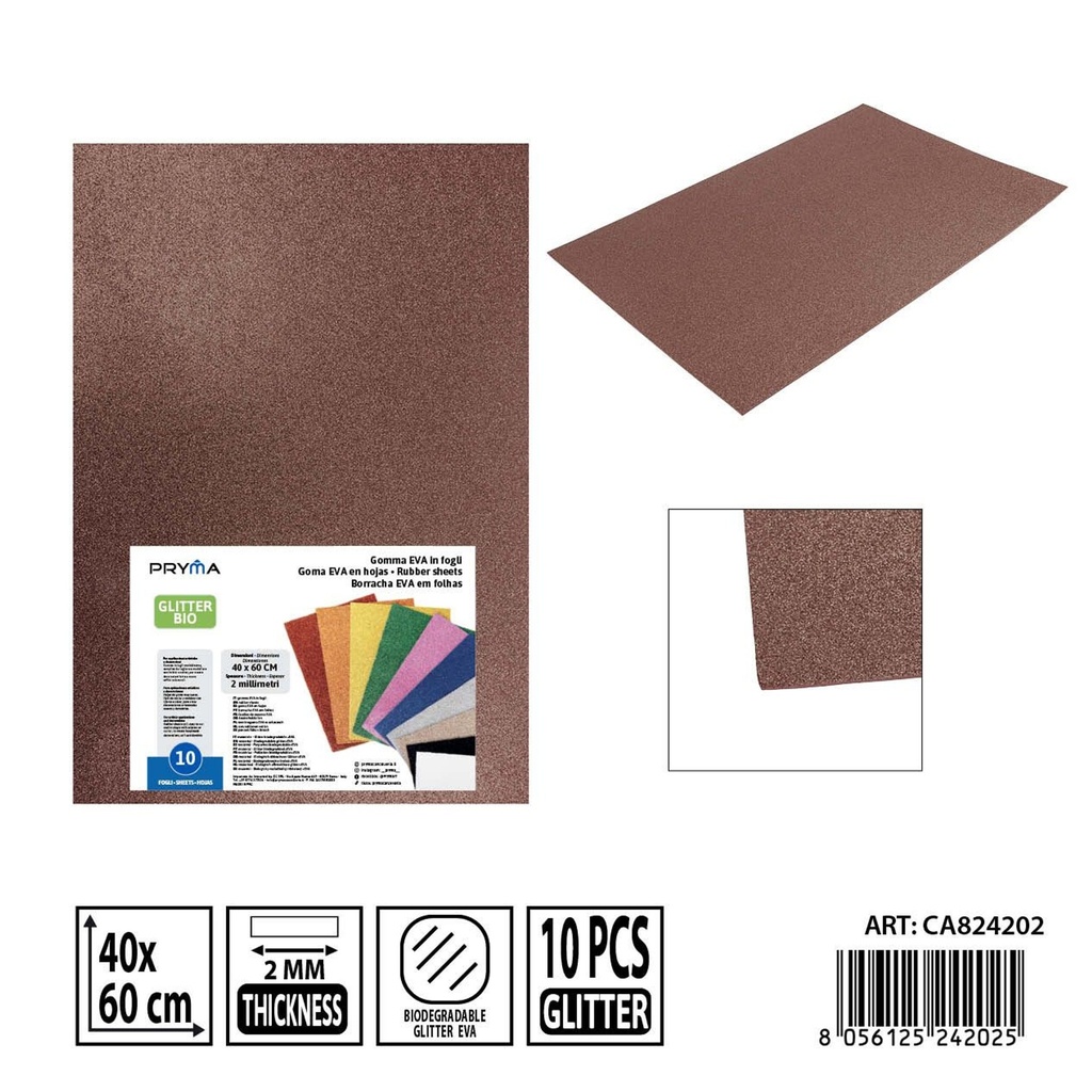 Goma EVA con purpurina bio 40x60 cm 2 mm marrón - Material de manualidades y papelería