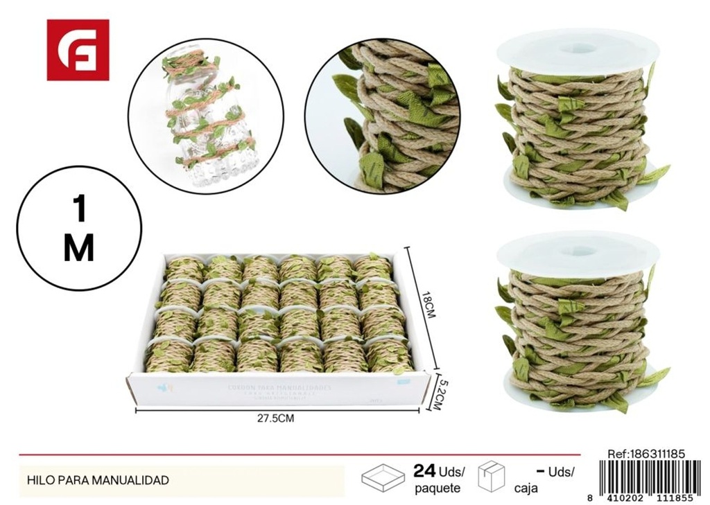 Hilo de yute encerado marrón 1M - Accesorios de costura y manualidades