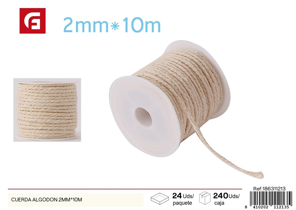Cuerda de algodón 2mm*10m - Accesorios de costura y manualidades
