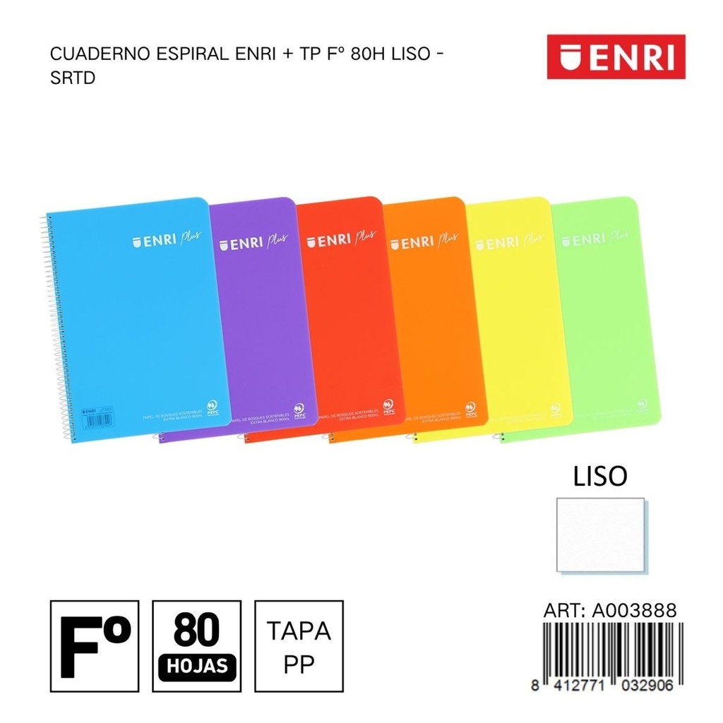 Cuaderno Enri liso 5 unidades - Papelería y material escolar