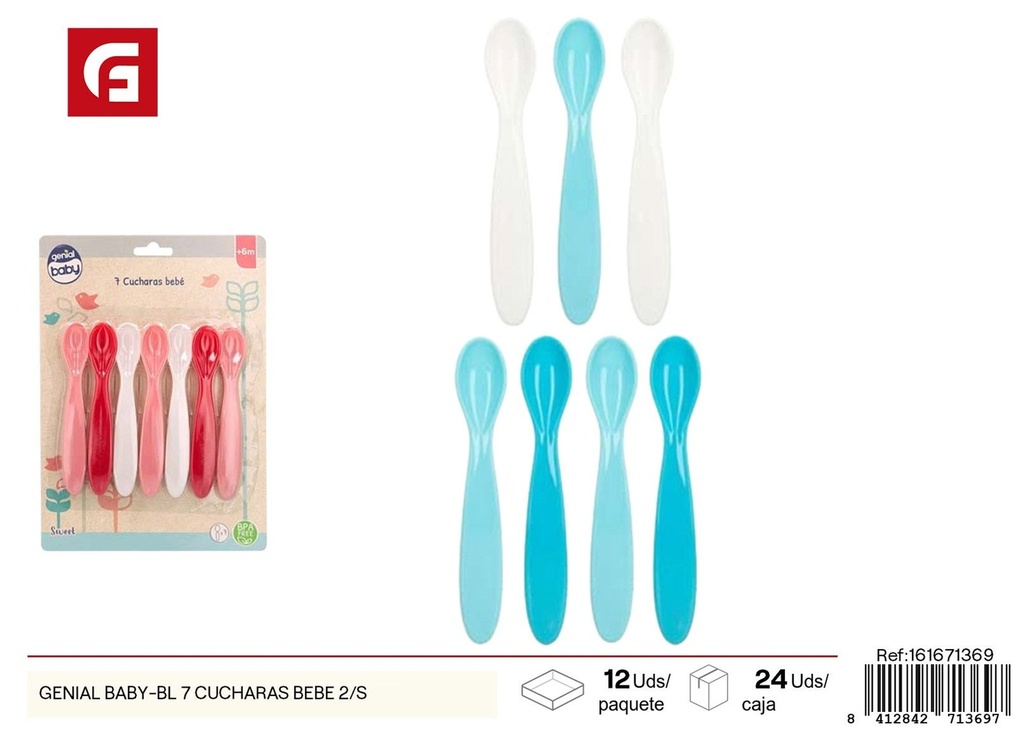 Cucharas para bebé Genial Baby 7 piezas - Utensilios imprescindibles para los más pequeños