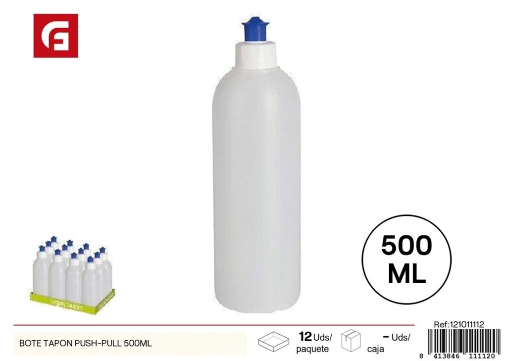 Bote tapón push-pull 500 ml - Ideal para almacenaje de alimentos