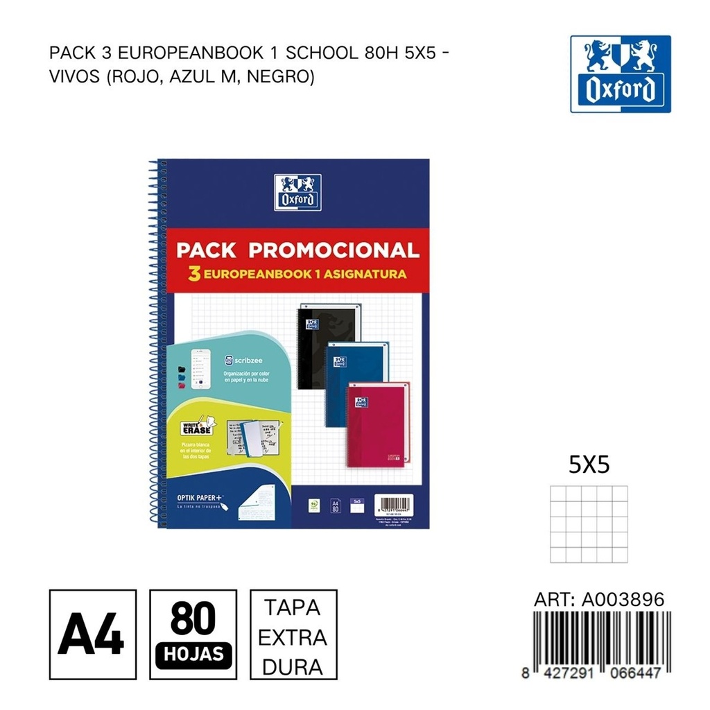Pack 3 OXFORD 5X5 - Notas académicas en formato A5