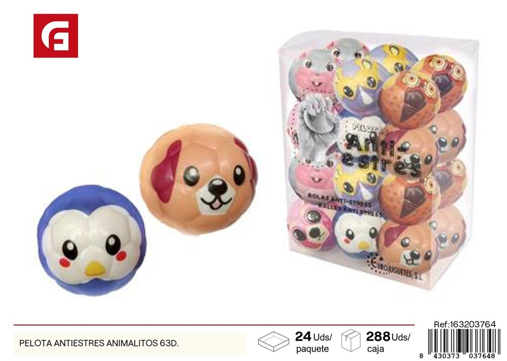 Bola antiestrés animalitos 63D - Juguetes y entretenimiento