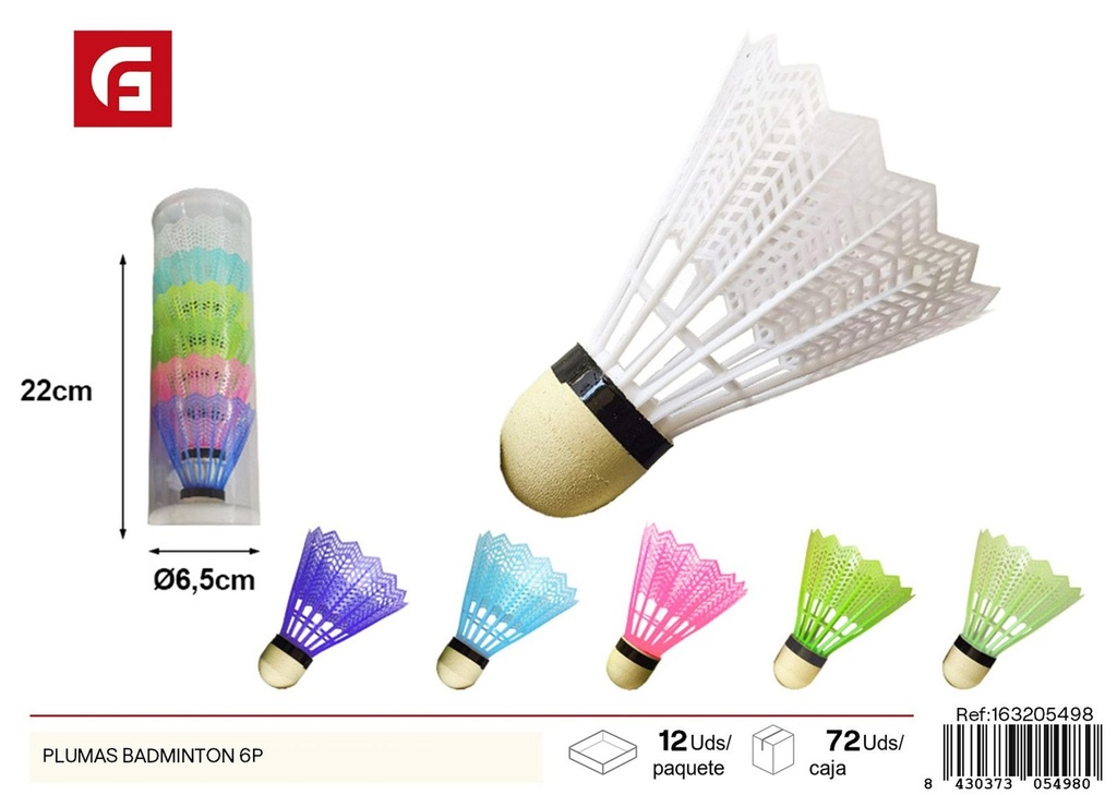 Juguetes de plumas badminton 6 piezas - Juguetes y deportes