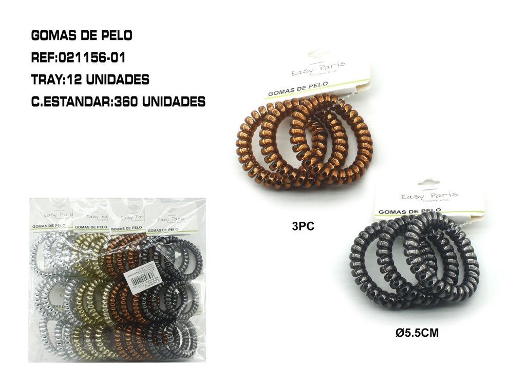 Coletero de cable 5.5 cm 12/u - Accesorios para el cabello y coleteros