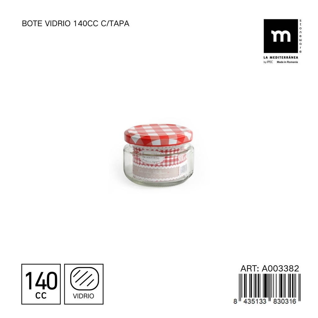  Bote de vidrio 140cc con tapa - Tarros y almacenamiento