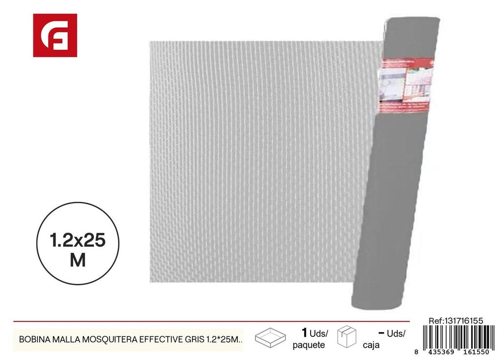 Bobina malla mosquitera Effective gris 1.2x25 m - Accesorios de jardín