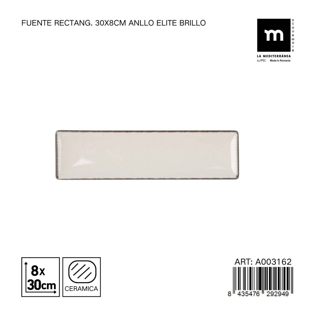 Fuente rectangular de cerámica 30x8 cm ANLLO Elite - Utensilios para servir