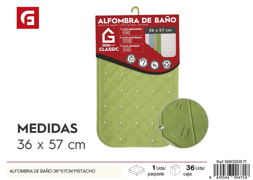 Alfombra de baño 36x57 cm pistacho - Textiles del baño y confort