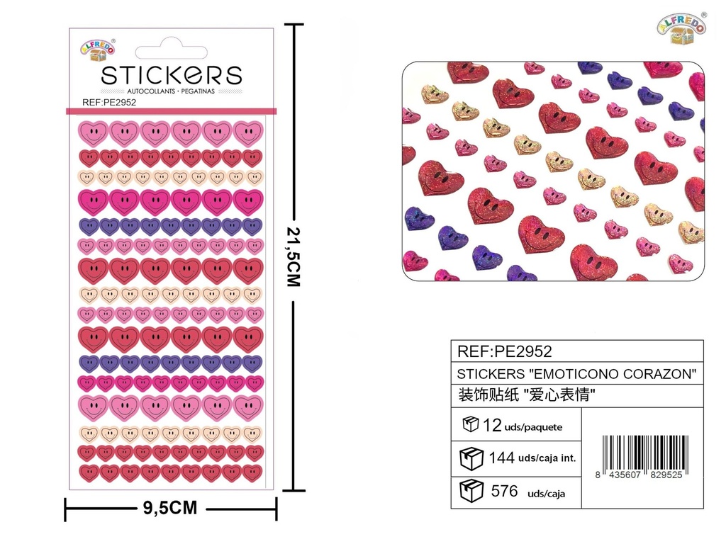 Stickers emoticono corazón 9.5x21.5 cm - Novedades y decoración