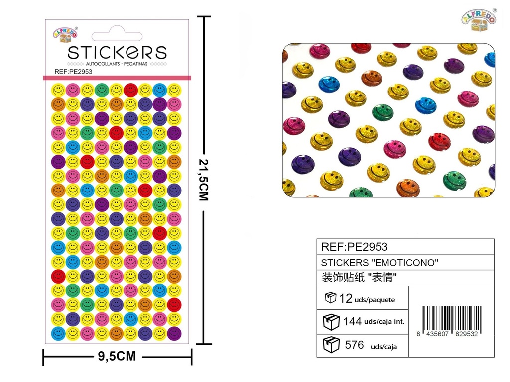 Stickers emoticono 9.5x21.5 cm - Novedades y decoración