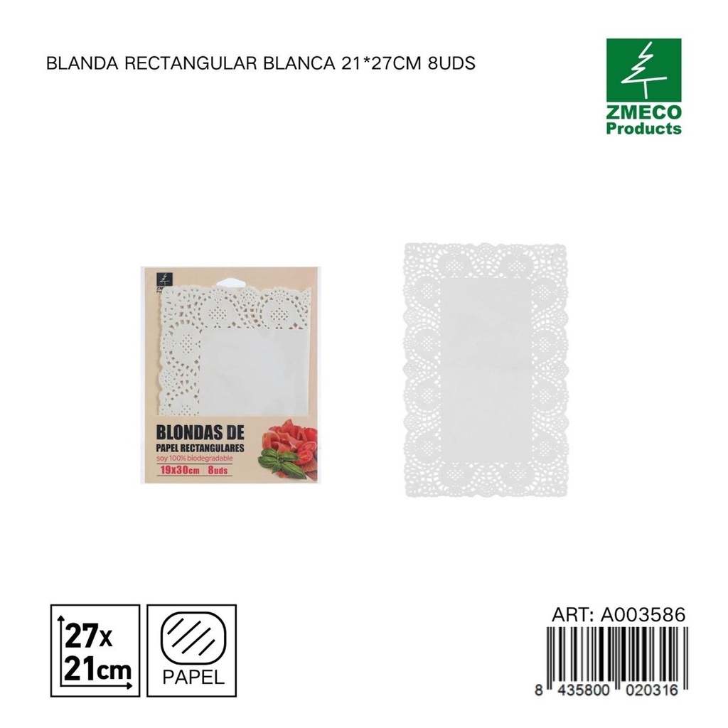 Papel para tartas blando rectangular 21x27 cm 8 uds - Utensilios de repostería y horneado