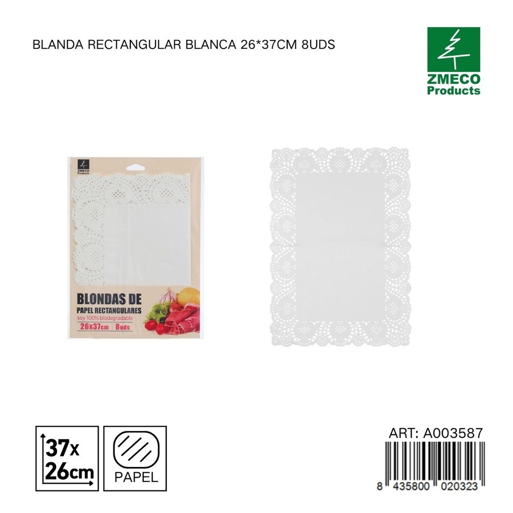 Papel para tartas blando rectangular 26x37 cm 8 uds - Utensilios de repostería y horneado