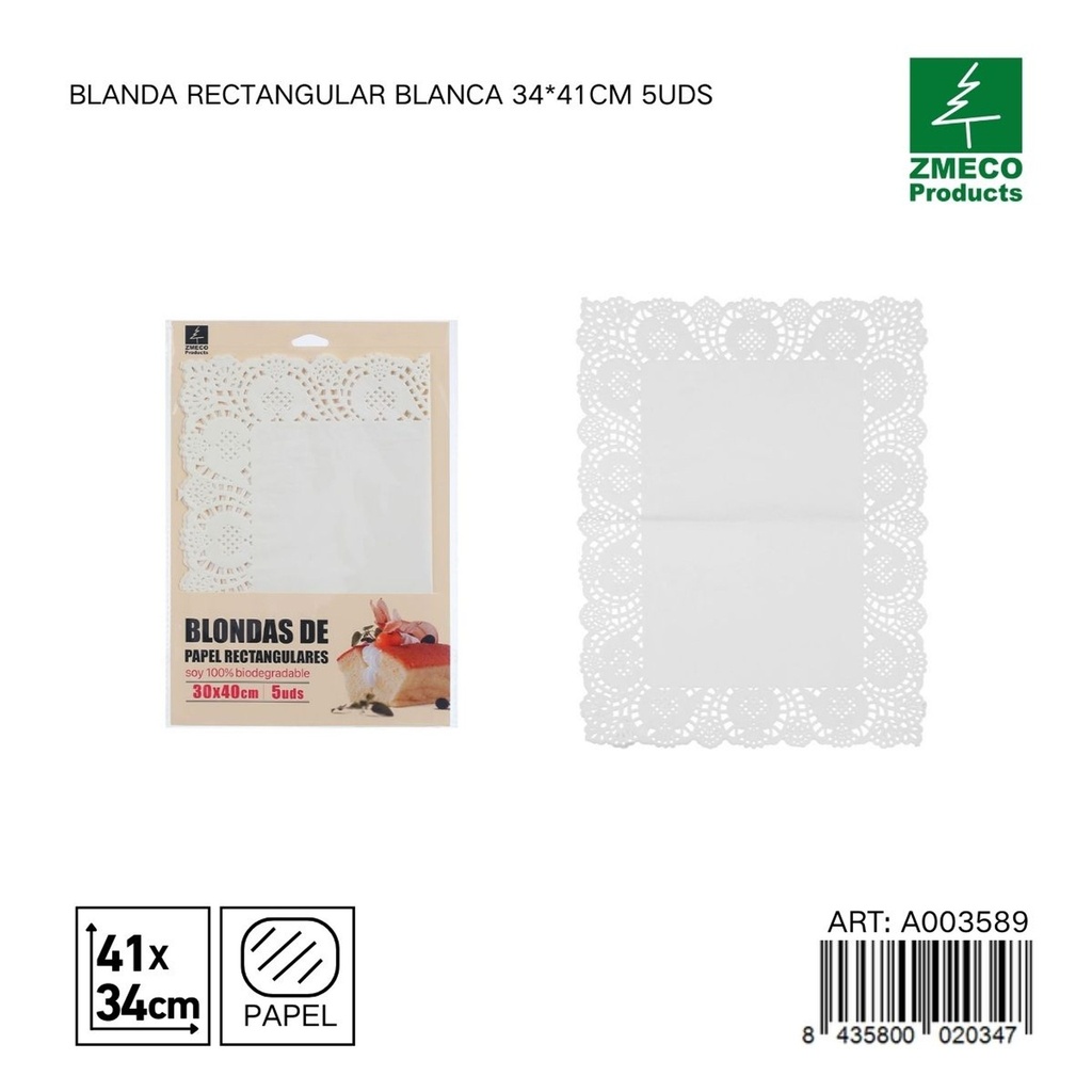 Papel para tartas blando rectangular 34x41 cm 5 uds - Utensilios de repostería y horneado