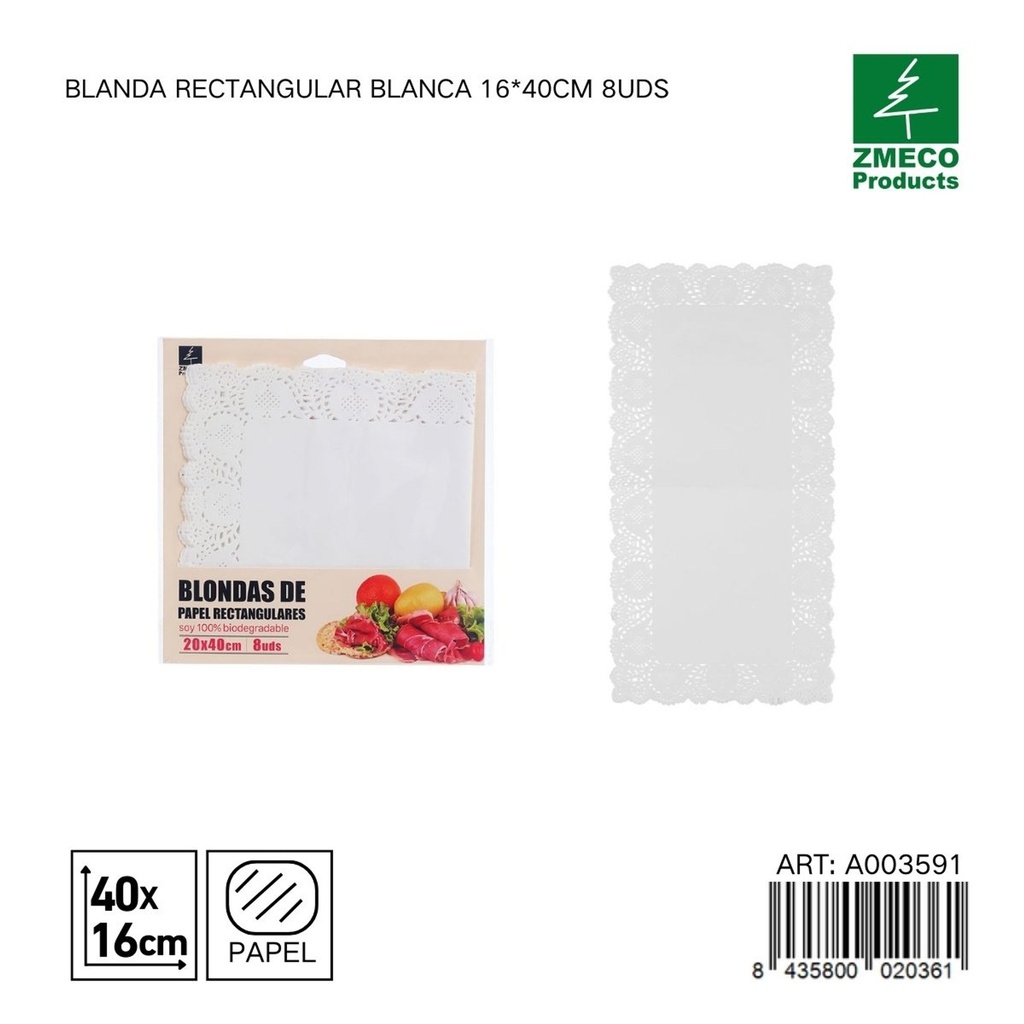 Papel para tartas blando rectangular 16x40 cm 8 uds - Utensilios de repostería y horneado
