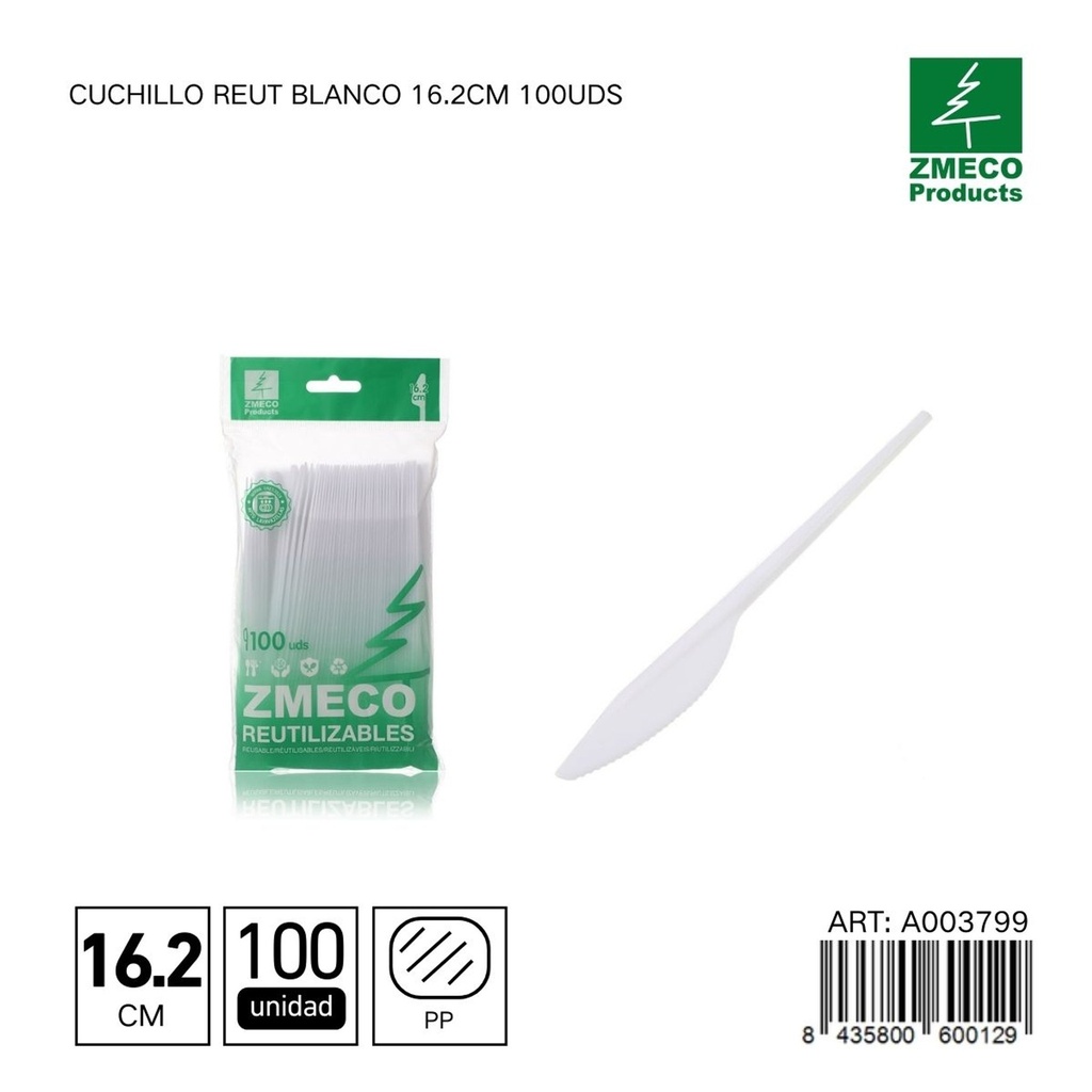 Cuchillo desechable Reut blanco 16.2 cm - Utensilios de cocina y menaje