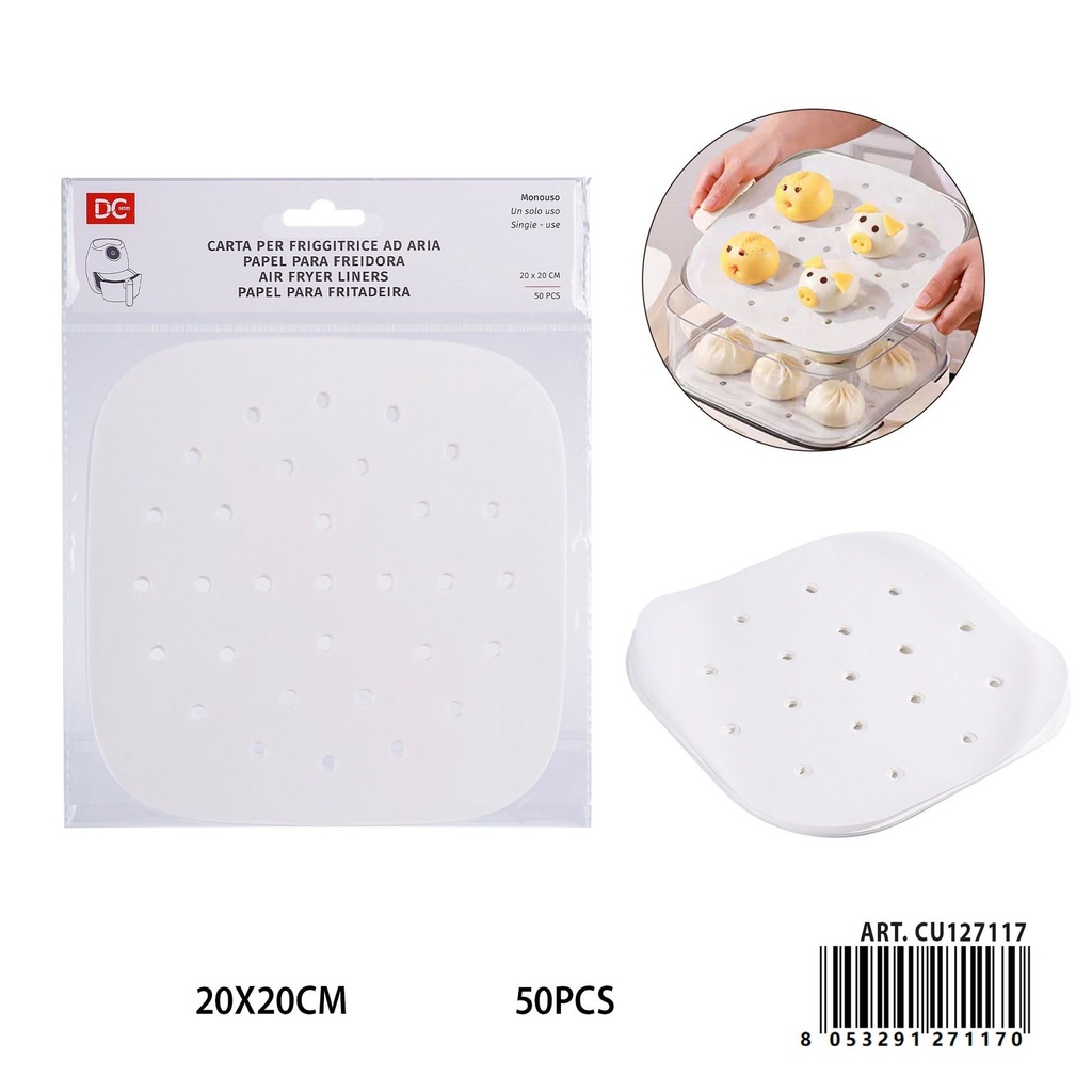 Papel para freír aire cuadrado 20 cm 50pz - Accesorios de cocina
