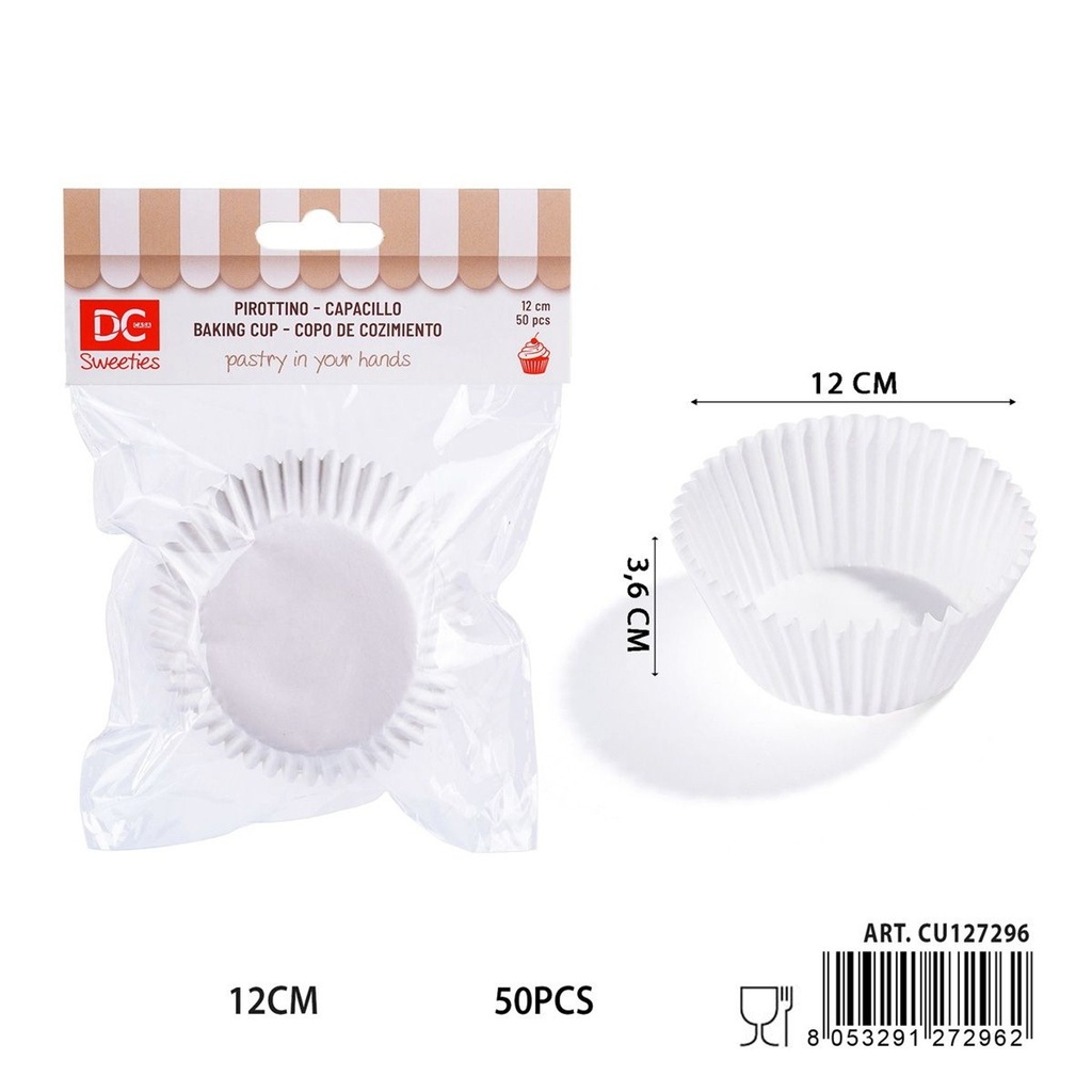 Moldes de papel para magdalenas 12 cm 50pz - Utensilios de repostería y horneado