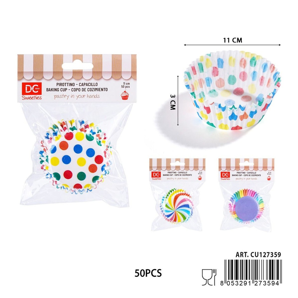 Moldes para pasteles multicolores 11cm 50pz - Utensilios de repostería y horneado