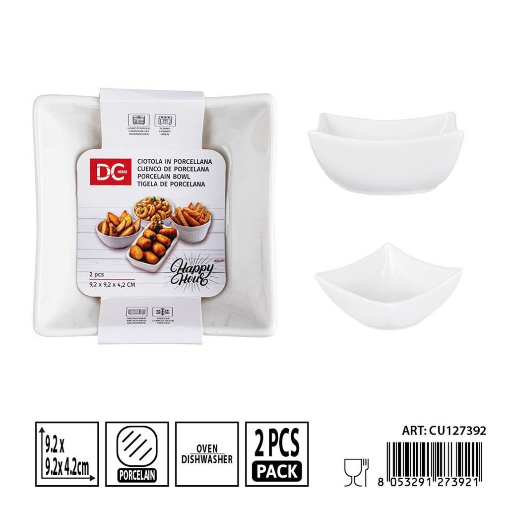 Cubiertos de porcelana 9.2x9.2x4.2cm 2pz - Utensilios de mesa y presentación