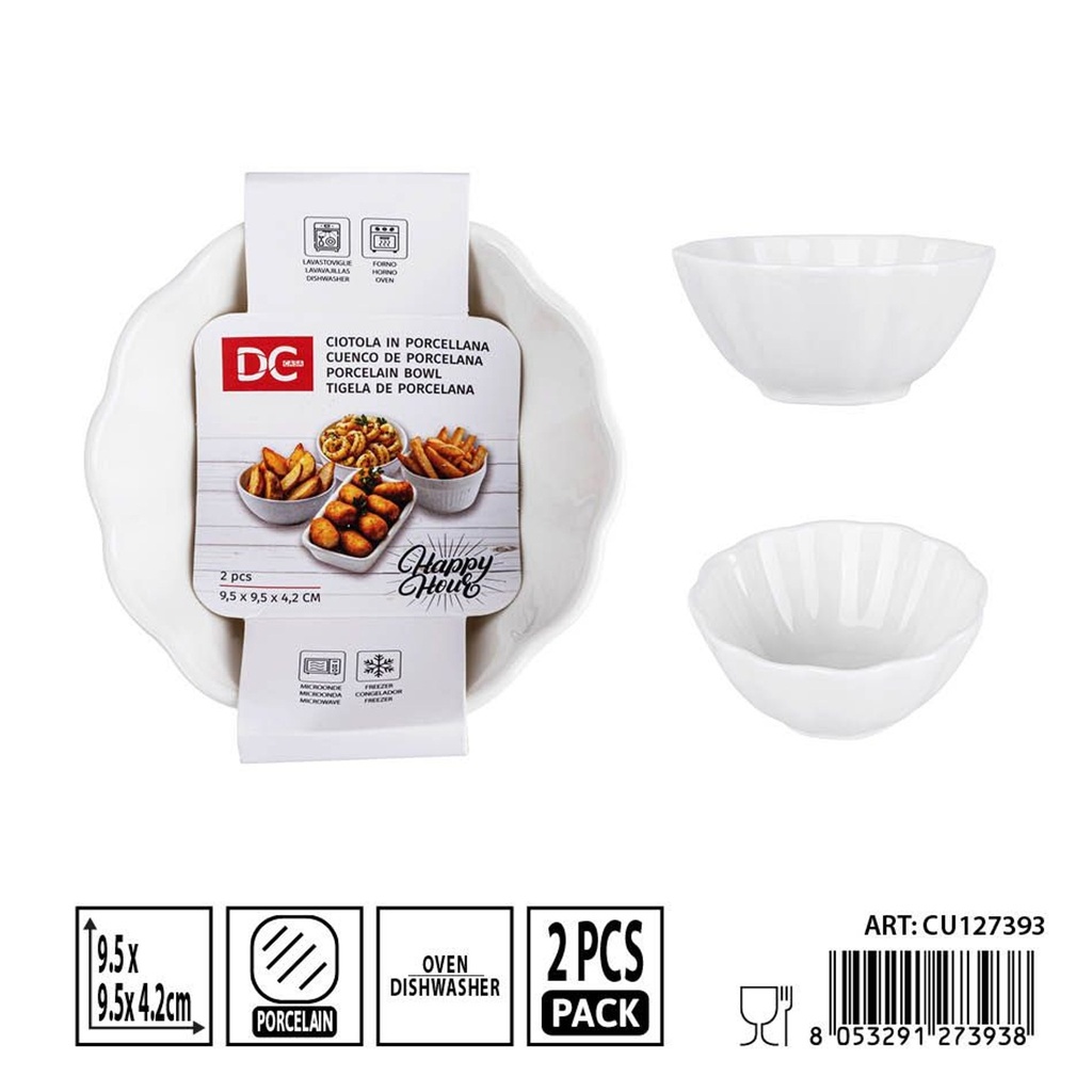 Cubiertos de porcelana 9.5x9.5x4.2cm 2pz - Utensilios de mesa y presentación