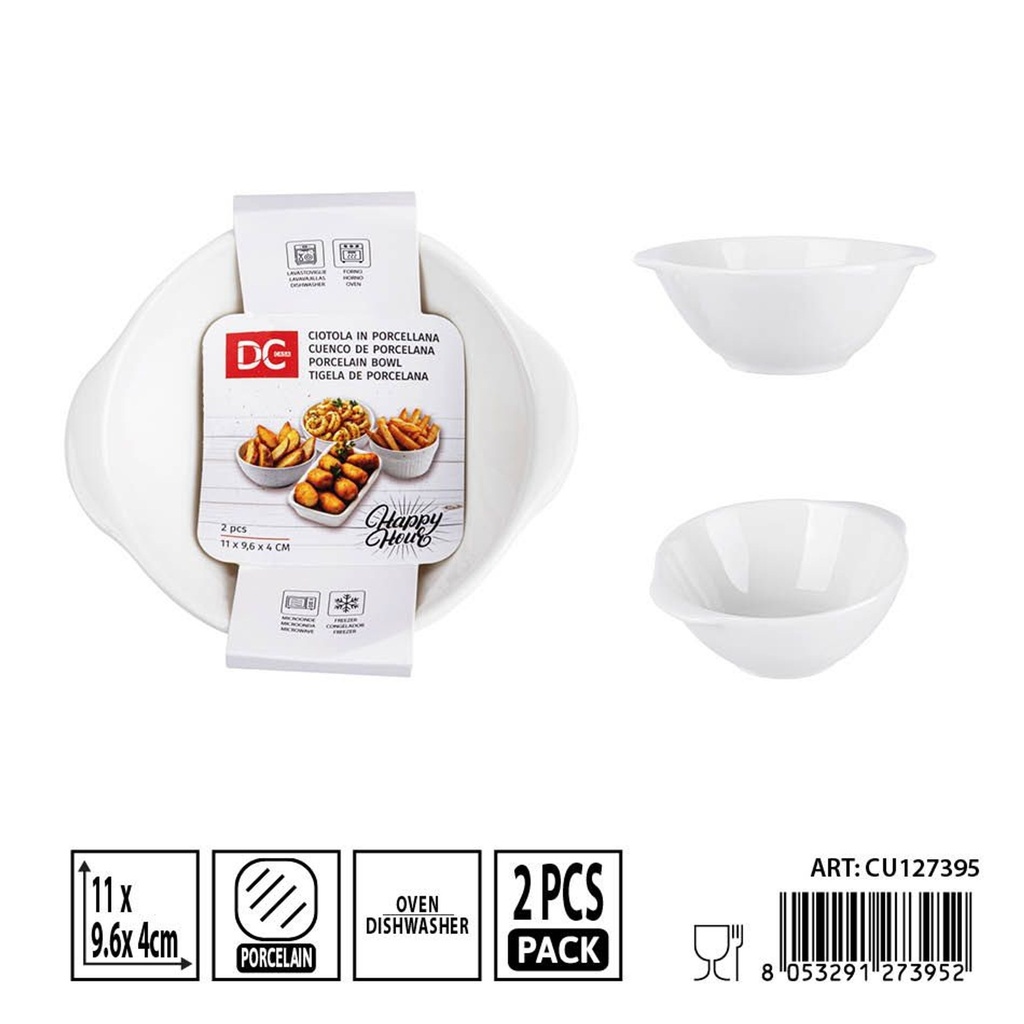Cubiertos de porcelana 11x9.6x4cm 2pz - Utensilios de mesa y presentación