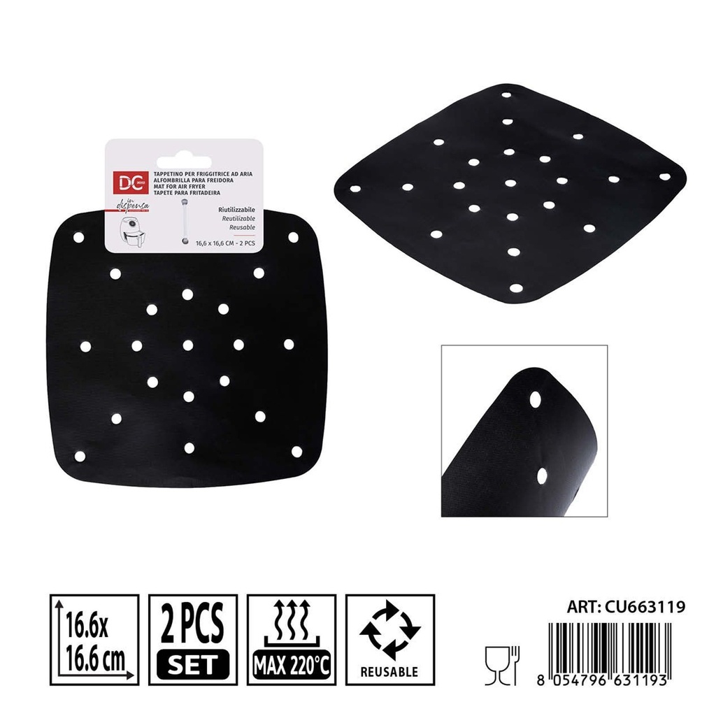 Papel para freidora de aire 16,6 cm 2 piezas - Accesorios de cocina y protección