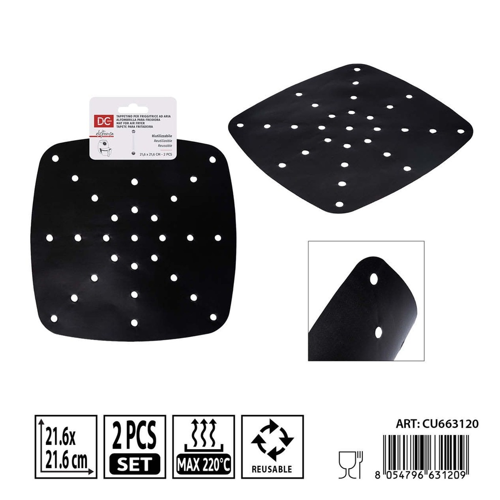 Papel para freidora de aire 21,6 cm 2 piezas - Accesorios de cocina y protección