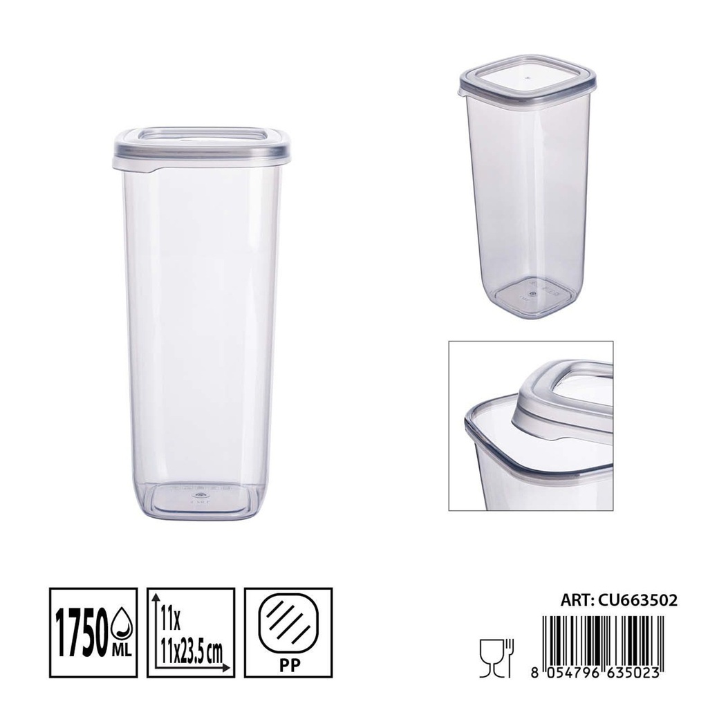 Contenedor de alimentos cuadrado 1750 ml - Almacenamiento plástico y recipientes