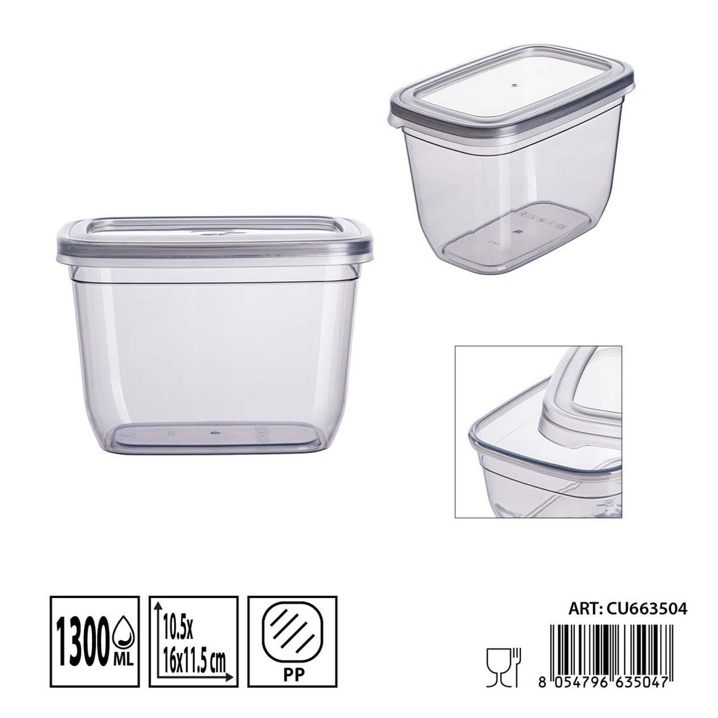 Contenedor rectangular para alimentos DC Casa 1300 ml - Almacenamiento de comida