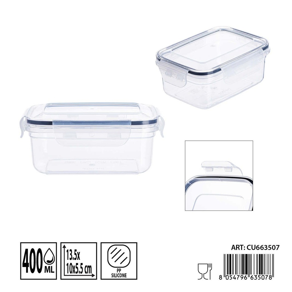Contenedor hermético rectangular DC Casa 400 ml - Almacenamiento de comida