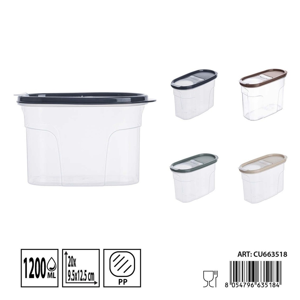 Contenedor para alimentos 1200 ml - Almacenamiento plástico y recipientes