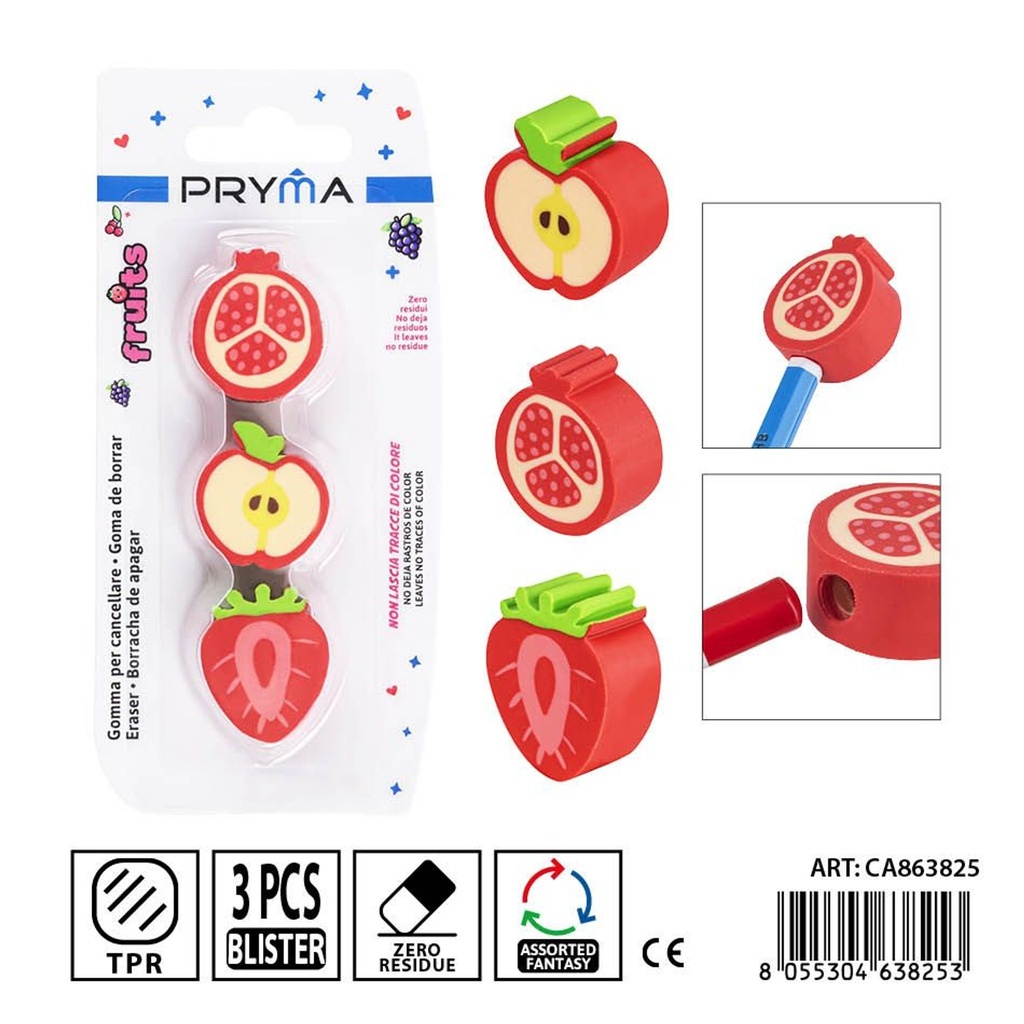 Goma borradora 3 piezas - Papelería escolar y útiles